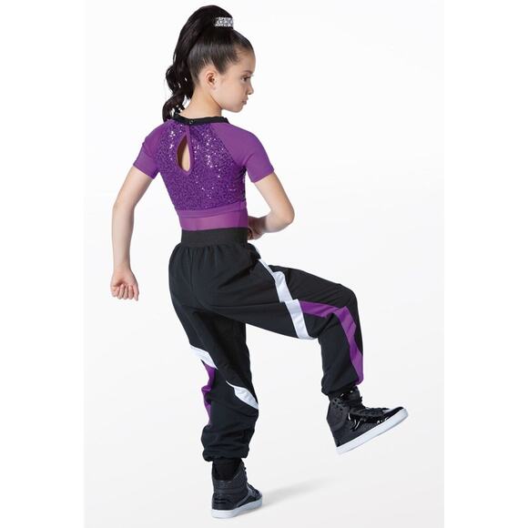Dance Costume Weissman 13394 Small Adult Purple Jazz Hip Hop Sequin - Picture 2 of 3